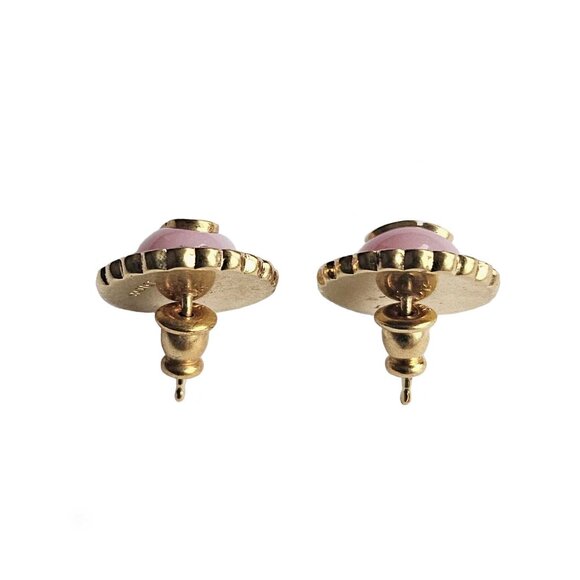 CHRISTIAN DIOR PINK GLASS PETIT CD BAROQUE STUD EARRINGS - Picture 5 of 5